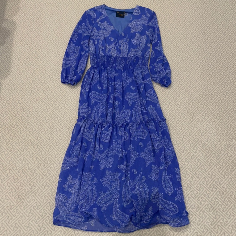 Blue Smocked Maxi Dress